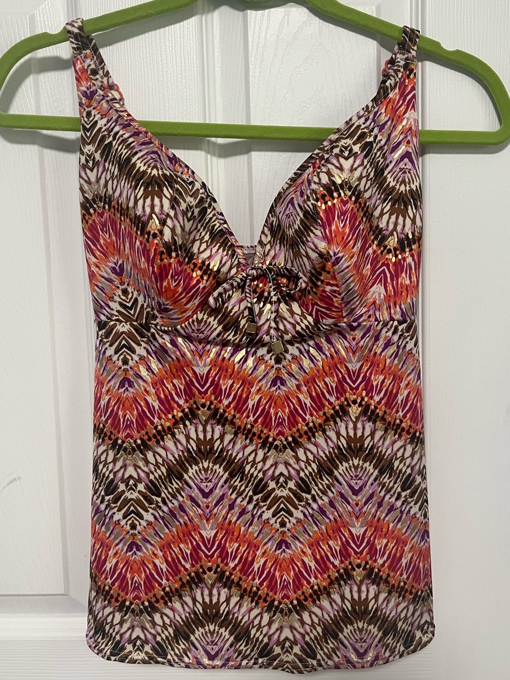 Freya Women’s Swim Top - Beautiful Print Brown, Orange, Gold & Purple 30H